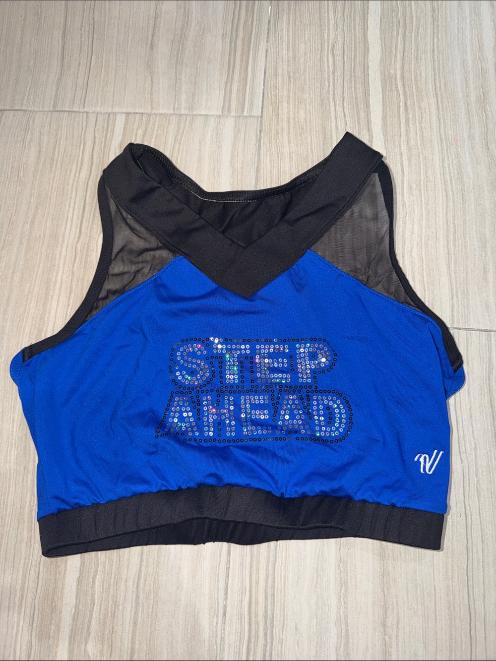 Varsity Royal Blue and Black 'Step Ahead' Mesh Sports Bra